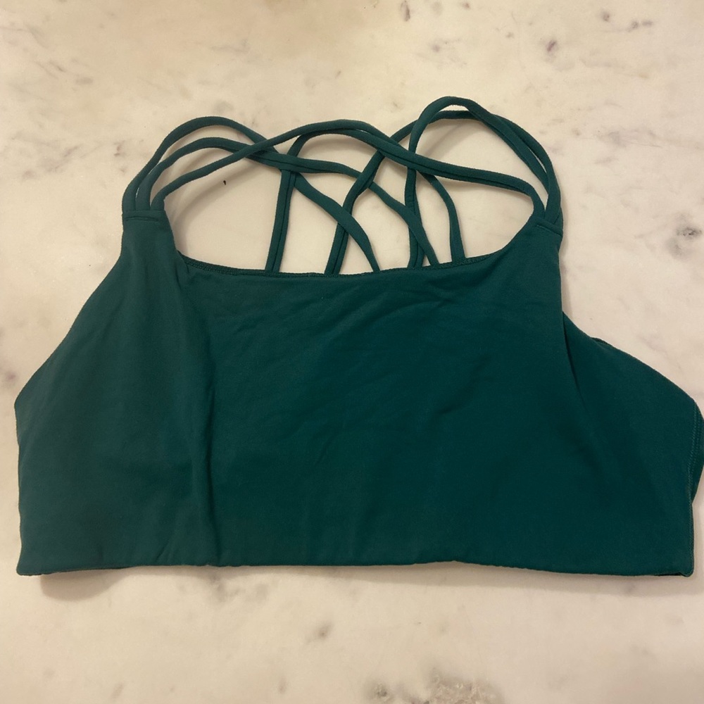 Athleta Hyper Focused Bra , Powervita Green Strappy Sports Bra, Size LG